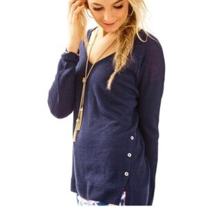 Lilly Pulitzer- 100% Linen V Neck Sweater-Spring-Nautical-Pull over-Women’s M